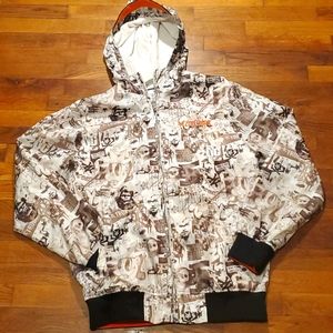 ZOO YORK Unbreakable Graffiti Hooded Graphic BOMBER JACKET MED Fleece Lined
